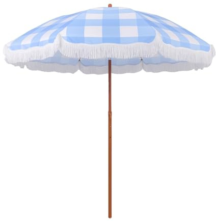 KXWOQ3ED Parasol de Jardin d'extérieur de 200 cm avec Franges, Protection Solaire UPF 50+, Parasol de Plage Inclinable pour Piscine, Terrasse, Balcon