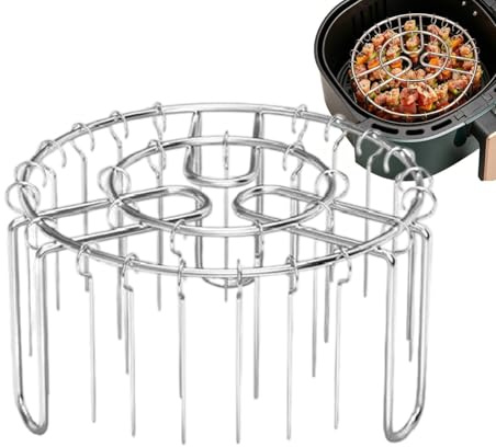 Supporto per spiedini friggitrice ad aria, 49 supporti in acciaio resistente al calore, per spiedini per friggitrice senza, compatibile con barbecue, carne, beicon