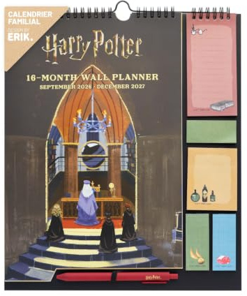 Grupo Erik | Calendrier Familial 2026 2027 - Calendrier Harry Potter 2027 | De Septembre 2026 à Décembre 2027 | Harry Potter Accessoires, Calendrier 2027 Mural Mensuel, Planning Familial 2027