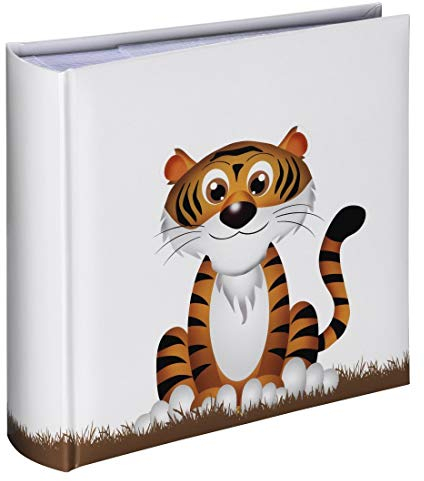 Hama Kinderalbum (Einsteckalbum mit 100 Seiten, Fotoalbum zum Einstecken von 200 Fotos im Format 10x15, Babyalbum mit Tiger-Motiv) weiß