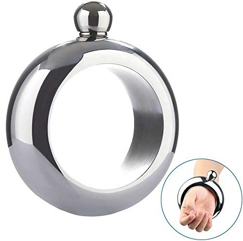 CozofLuv Bracelet Flasque dissimulée en acier inoxydable 304 Bracelet de vin (Argent)