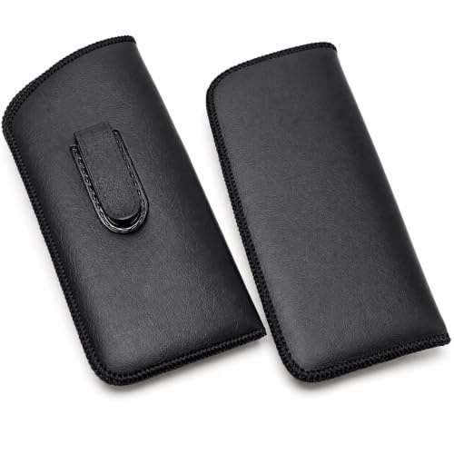 Hilco Soft Eyeglass Case, 2 Pack - Black, Vinyl with Plastic Flex Clip