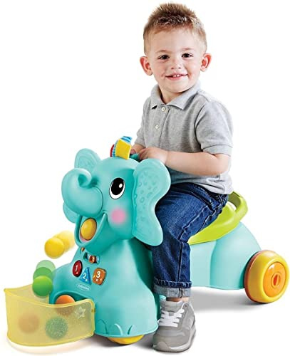 Infantino 3 in 1 Elefant zum Sitzen, Laufen & Reiten, Mehrfarbig 217023