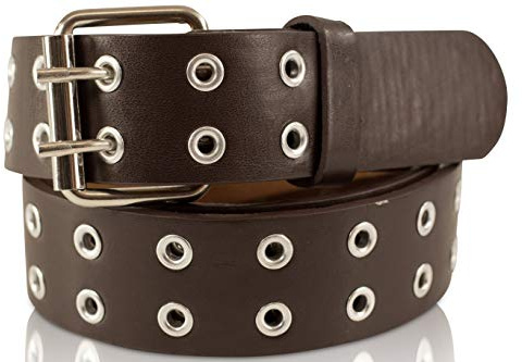 SCAMODA Doppelloch Nietengürtel mit Leder für Damen und Herren, Ösengürtel, versch. Farben, Größen, Breiten