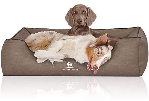 Knuffelwuff Hundebett Scottsdale aus Kunstleder XL 105 x 75cm Stone