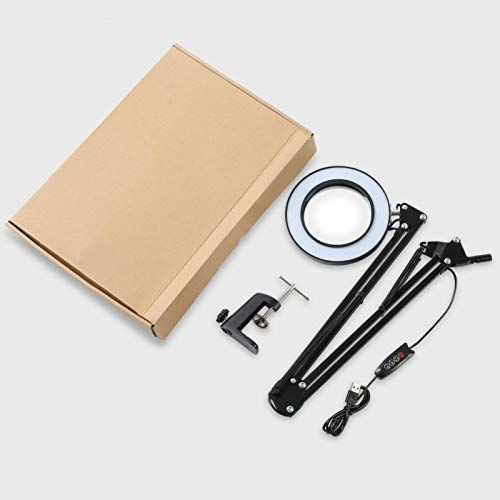 Duokon Lupenleuchte Mit 3 Farbmodi Kurbelarm Lupenleuchte für Schreibtisch Tisch Craft Workbench
