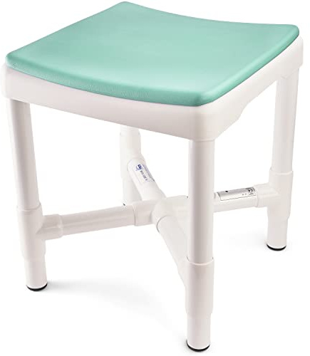 RCN Duschhocker Laguna - Made in Germany - TÜV getestet - Maximale Rutschsicherheit - Geringes Eigengewicht - Außerordentlich stabil - Nicht rostend - 200 kg Belastbar - 42 cm x 42 cm x 48 cm