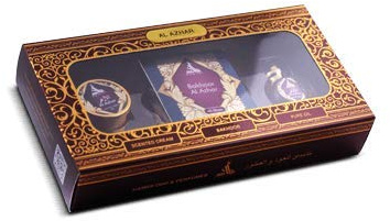 Pack of 2 Hamidi Gift Set 15 ml Concentrated Perfume Oil (Attar) +40 Gm Bakhoor (Home Fragrance) + 8 Gm Scented Perfume Cream. (Al Azhar + Black Oud)