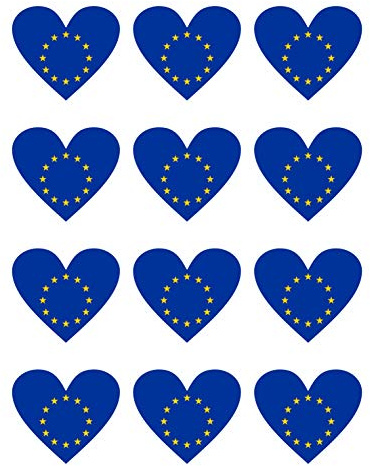 Generisch 12 Stück Aufkleber Europa Herz | wetterfest & UV Schutz | Set EU