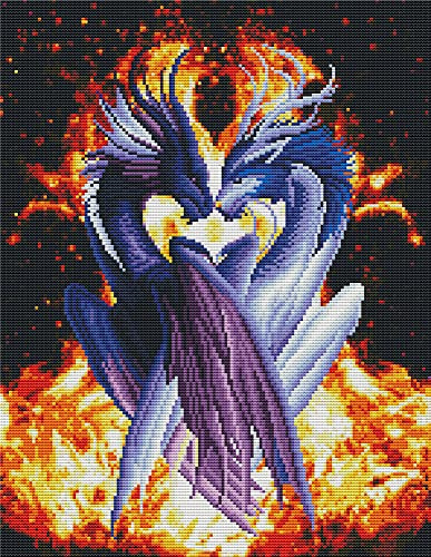 Abillyn Kreuzstich Stickpackungen Vorgedruckt, Zwei Schwarz-weiße Liebesdrachen Bilder Stickerei Set (zwei Drachen)