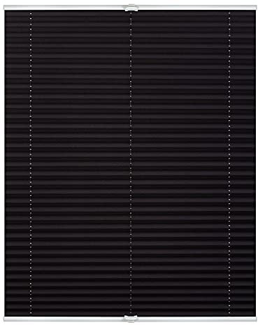 Lichtblick Plissee Klemmfix, ohne Bohren, verspannt, lichtdurchlässig, Blickdicht, mit eleganter Crushed Optik, Klemmträger mit Metallkomponente Grau,50 cm x 130 cm (B x L)