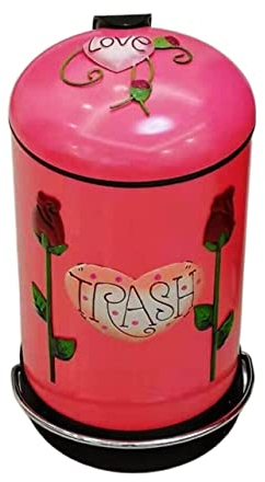 Cubo de Basura Papelera Botes De Basura Vintage, Pedal De Basura para Sala De Estar con Patrón De Tapa, Papelera De Metal Creativa para El Hogar Hogar (Blue : R, Size : 24 * 35cm)