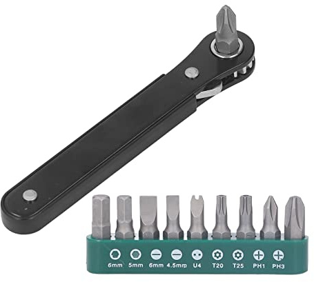 11 Teiliges Mini Schraubenzieher Set, Magnetisch Befestigter Feiner Mechanismus, Umschaltbares Ratschensystem mit 16 Zähnen, 1/4 Zoll Taschen Miniatur EDC Werkzeug, Geeignet Zum Reparieren