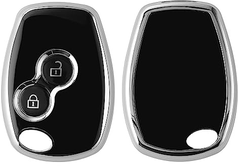 kwmobile Autoschlüssel Hülle kompatibel mit Renault Dacia 2-Tasten Autoschlüssel - Schlüsselhülle Silikon Cover - Schwarz Silber