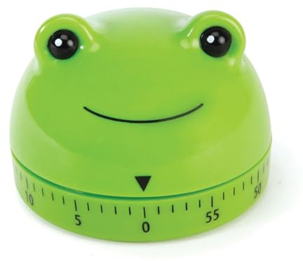 Kikkerland Frog Timer – Fun Gadget for Home & Kitchen – 60 Minute Windup Timekeeper for Cooking