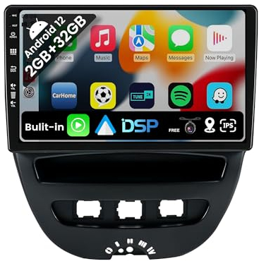 BXLIYER 10.1 Pouce Autoradio pour Toyota Aygo/Peugeot 107/Citroen C1 (2005-2014) GPS Radio - sans Fil Carplay Android Auto - Android 14 - Caméra arrière - 2 Din - Dab Volant WLAN Bluetooth DSP 4G
