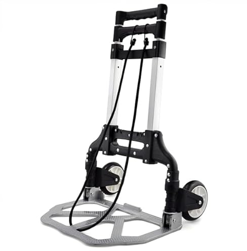 Yaheetech Diable Pliant Chariot de Transport Charge Max 75kg Aluminium avec Bandes Elastique Main Réglable avec Bandes Elastique