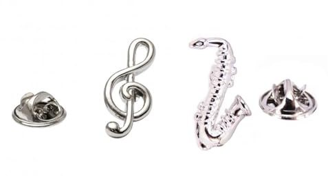 Generisch Lot de 2 broches classiques unisexes en argent pour saxophone, Acier allié