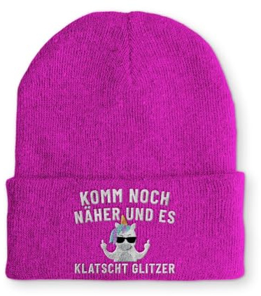 tshirtladen Strickmütze Nur einmal mit Profis Arbeiten Mütze Wintermütze lustige Beanie mit Stick