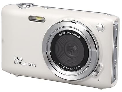 Appareil Photo Numérique HD 4K 58MP avec Zoom Automatique 16X, Appareil Photo Compact de Poche pour la Photographie deet Le Vlogging (Blanc)
