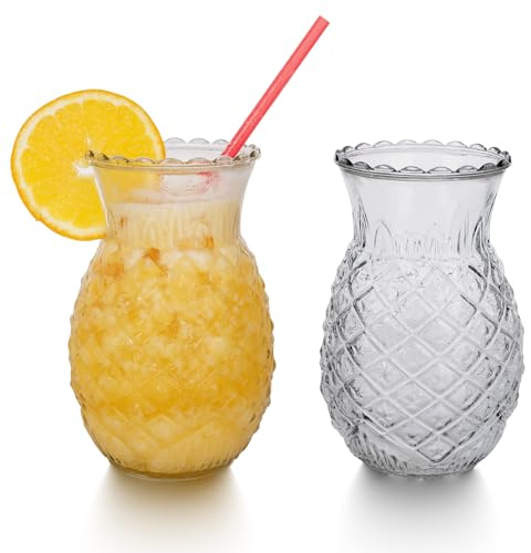 Mageeki Lot de 2 verres à cocktail, 591 ml, verres à ananas tropicaux Tiki pour cocktails, verres à boire pour vin, jus, lait, eau, bar, fête, mariage