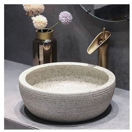 MRKU Lavandino da Bagno in Ceramica Antica, lavabo da appoggio in Stile Vintage, lavabo da appoggio in Ceramica, lavabo da Bagno Antico di Piccole Dimensioni, 40 x 40 x 15 cm