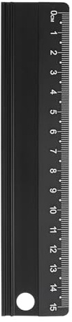 sourcing map Cutting Rulers 15cm Metric Aluminum Alloy Straight Ruler Thickening Frosted Measure Ruler with Non-Slip Sponge Backing for Architects Artists Designers Classroom Office, Black