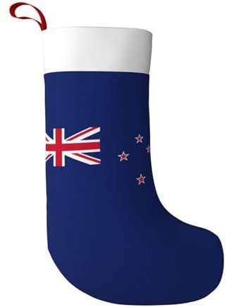 BREAUX Weihnachtsstrümpfe mit neuseeländischer Flagge, ultraweicher Samt, Weihnachtsstrümpfe, Kamindekoration, 45 cm