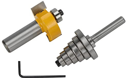 Broca para Enrutador de Rebaje Broca para Enrutador de Rebaje, Juego de Brocas para de Tipo T Fresa de Espiga para Puertas de Gabinetes, Puertas de Vidrio y