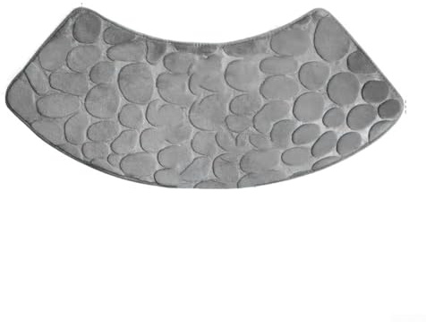 Tappeto da bagno curvo, tappetino angolare da doccia, antiscivolo, con fondo antiscivolo, assorbente, lavabile, per doccia e lavanderia (grigio chiaro)