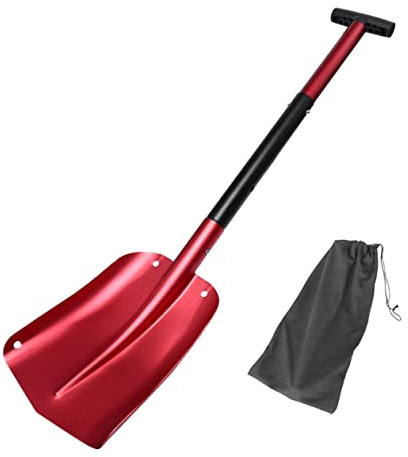 TOGEVAL Leichte Faltbare Schneeschaufel Aus Aluminium Kompakt Und Tragbar Mit Abnehmbarem Design Für Auto SUV Und Camping Bei Schnee Und Dirt Inkl Roter Tasche Für Einfache Aufbewahrung