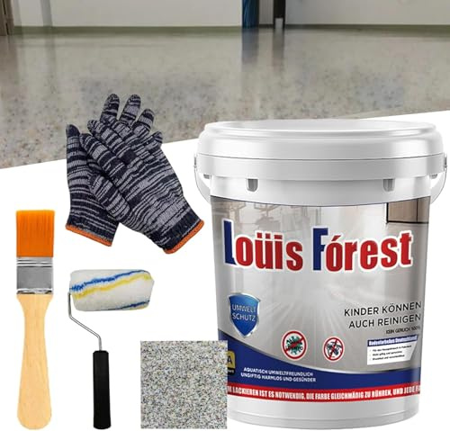 Louis Forest - Pintura epoxi para pisos, resina exterior de resina, revestimiento epoxi con efecto mármol de alto brillo, impermeable y antideslizante, segura y respetuosa con el medio ambiente