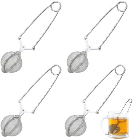 Fleymu 4 unidades de infusor de té para té suelto, pinzas para té suelto, huevo de té en forma de bola de acero inoxidable 304, colador de té para té suelto, diámetro de 4,5 cm, malla estrecha, la