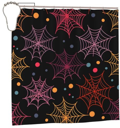 Tenda da doccia con ragnatela di galassia, 180 x 180 cm, con ragnatela di Halloween, tenda da bagno con 12 ganci, impermeabile, resistente alla muffa, decorazione per il bagno