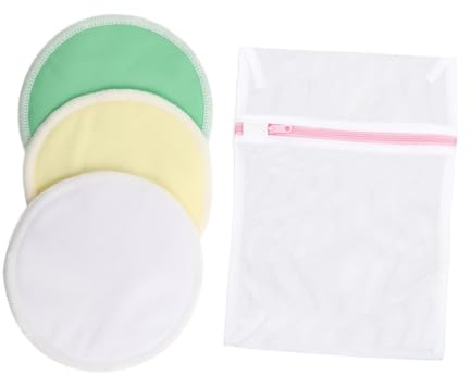 Abaodam 4 Stück Wiederverwendbare Stilleinlagen Atmungsaktive und Waschbare Pads gegen Milcheinschuss Lagige Bambusfaser für Optimalen mit Pflegebeutel