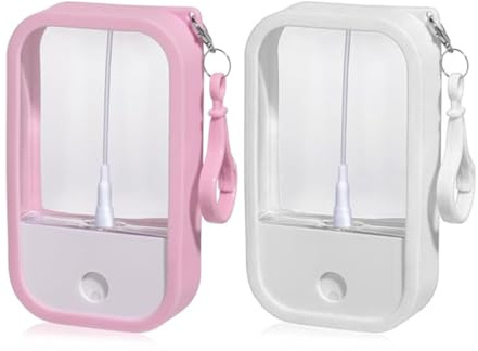 JAZOKA 2 Pcs Reusable 50 ML Card Spray Bottle Portable Moisturizing Sprayer Box Card Design Empty Bottles with Hook Refillable Perfume Atomizer Vials for Hand Sanitizer Fragrance Cosmetic Moisturiz