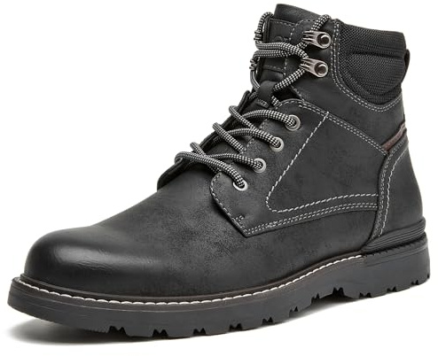 CLOWSE Men's Boots Casual Motorcycle Boots, Zipper Combat Boots, Ankle Dress Boots, Oxford Classic Chukka Boot for Men, Black, 10