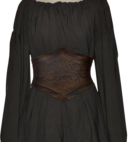 nplaseta Cinturón Corsé Vikingo de Cuero para Mujer, Ajas de las mujeres con cordones de cuero corsé cintura elástica Retro Cinch