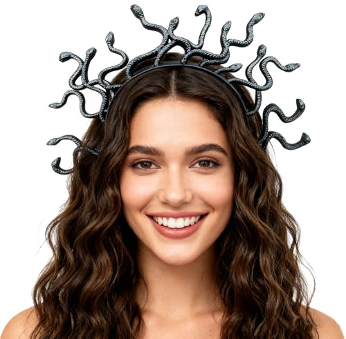 Snhauxinfa Medusa Kopfschmuck,Medusa Haarreif,Kostüm Schlangen Halloween Damen Haarschmuck,Schlange Accessoires Headband,Stirnband Costume Dekoration,Medusa-Stirnband Schwarz