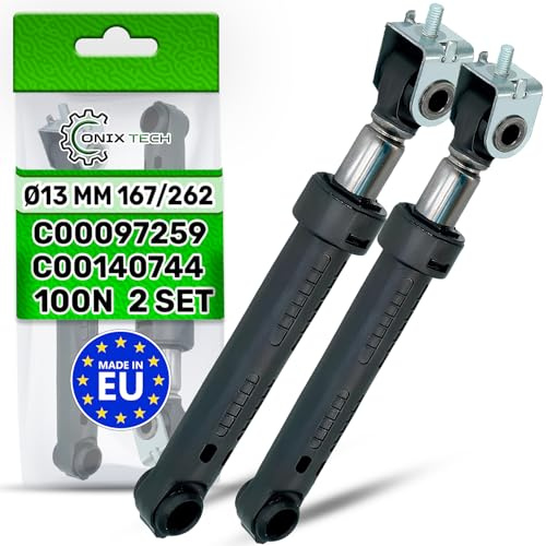 2 Stück Stoßdämpfer Waschmaschine 100N Ø13 mm 167/262 C00097259 für Indesit | C00140744 für Philips für Ariston - MADE IN EU - Garantie 5 Jahre - ONIX TECH