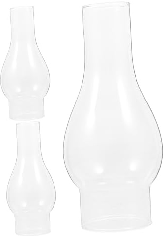 EXHUMKY 3pezzi Per Lampada a Olio in Vetro Trasparente Antivento Sostituzione Per Paralume Della Lampada a Cherosene
