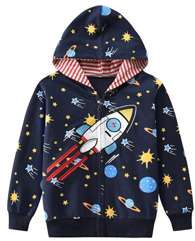 Little Hand Toddler Boys Hoodies Kids Dinosaur Jumper Zip up Sweatshirts Zipper Kids Hoody for Age 1-7 Years