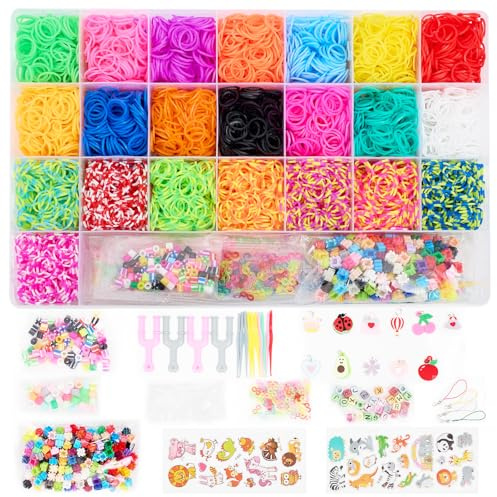 DMOPRDNB 6800+ Loom Bands Kit - 22 Colors Rubber Bands Set, DIY Refill Bracelet Making Craft Kits Perfect for Girls Boys