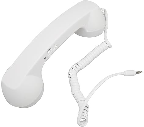 Ejoyous Kabelgebundene Telefonhörer, Drahtgebundene Handyhörer Fest verdrahtete Mobiltelefonhörer mit 3.5mm Klinkenstecker 9ft spiralförmigem Kabel, für Smartphones und Computer (White)