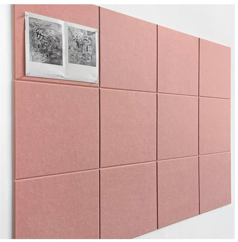 Hiseng 12 Pack Solid Colors Acoustic Wall Panels Self Adhesive Sound Proofing Panels High Density Felt Acoustic panels for Walls 30x30cm for Home Office Recording Studio Bedroom (Pink,30x30cm)