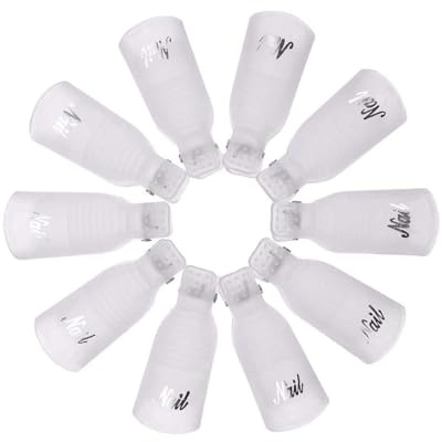 HUVZOR 10 Stück Nagellackentferner Clips Set, Nails Art Gel Cap Einweichen Clip UV Maniküre Tränken Weg Nagel-Clips Gel Polish Entferner Wrap Tool, Weiß