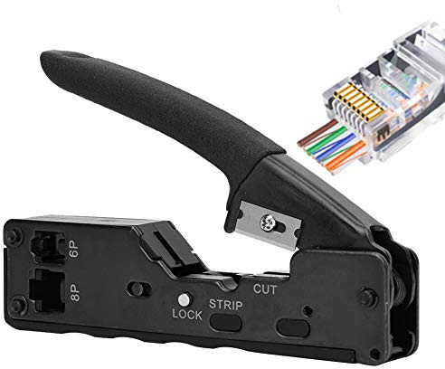 Crimpadora para cables de red, alta dureza, acero para herramientas de precisión, multifunción, 8P8C 6P6C, capacidad de engarzado para técnicos de instalación de cables