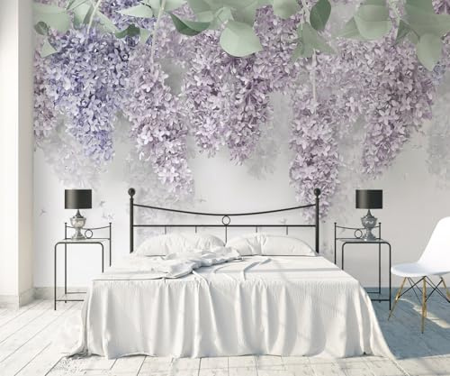 Papier Peint Panoramique Feuilles Florales Violettes 400x280cm Papier Peint 3D Intissé Tapisserie Poster Chambre Salon Decoration Murale -MIWEI Wallpaper-ZXY-30761
