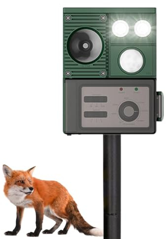 Repellente per gatti a ultrasuoni, 9,1 m, ad ultrasuoni, a energia solare, con sensore di movimento, dispositivo di allarme con suono, repellente per animali ad ultrasuoni, per cortile, prato