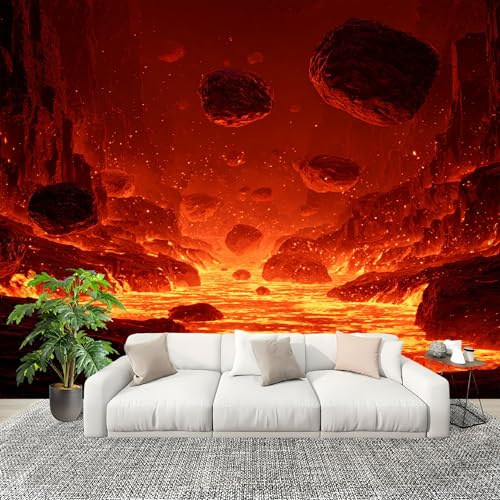 Générique Grande taille Papier Peint de Photo 350x256 cm Aventure Lave Canyon Peler Et Coller Papier Peint Panoramique intissé Murale Rouge Pour Salon Chambre Enfant Chambre Décoration